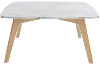 Vezzana 31" Square Italian Carrara White Marble Coffee Table with Legs