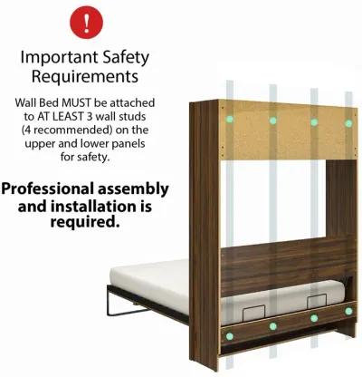 Her Majesty Full Size Daybed Wall Bed with Overhead Storage Cabinet, White