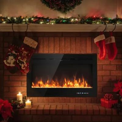 40-Inch Electric Fireplace Recessed with Thermostat