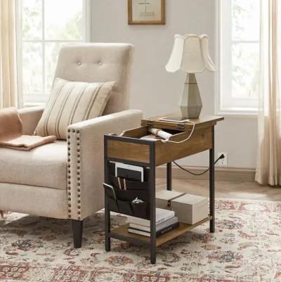 Sofa Side Table with Power Outlet - Convenient Table for Charging Devices and Stylish Decor