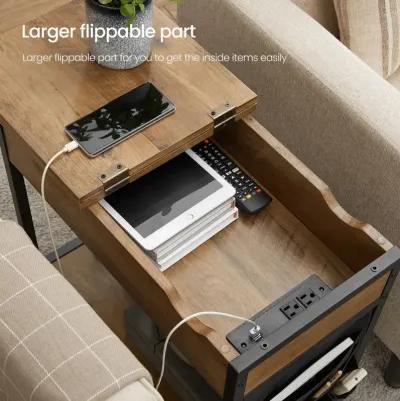 Sofa Side Table with Power Outlet - Convenient Table for Charging Devices and Stylish Decor