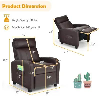 Ergonomic PU Leather Kids Recliner Chair for Comfortable Lounge and Relaxation