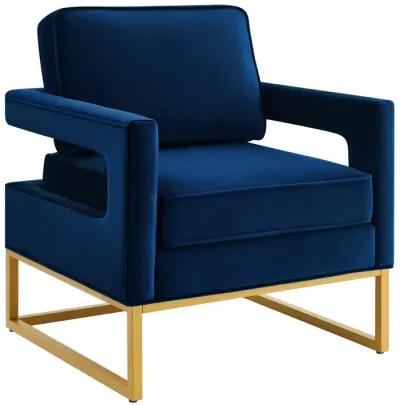 Merax Modern Velvet Accent Chair with Gold Metal Base