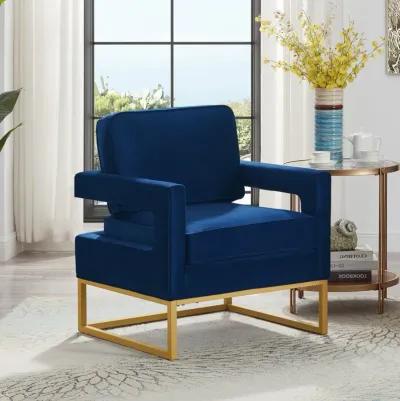 Merax Modern Velvet Accent Chair with Gold Metal Base