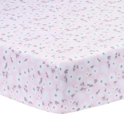 Bedtime Originals Floral Pink/Gray 2-Pack Fitted Crib/Toddler Sheet Set- Flower