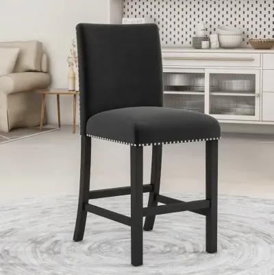 5 Piece Velvet Chair Dining Set with Faux Marble Table, Black