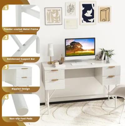 48 Inch Home Office Computer Desk with 4 Drawers-White