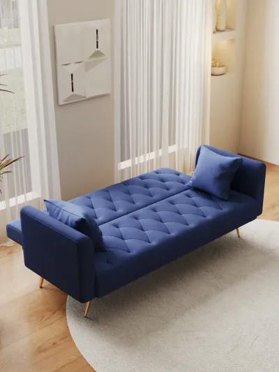 Merax Velvet Fabric Convertible Loveseat Sofa