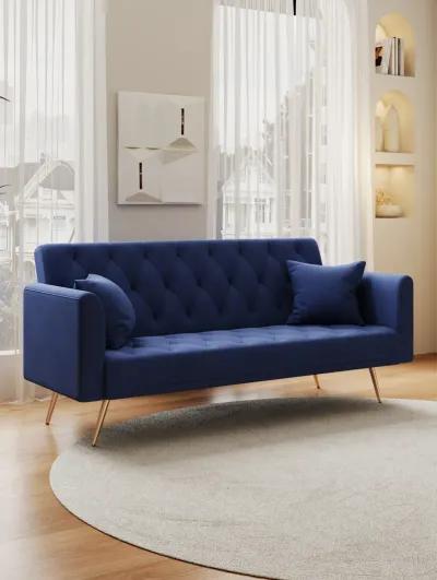 Merax Velvet Fabric Convertible Loveseat Sofa