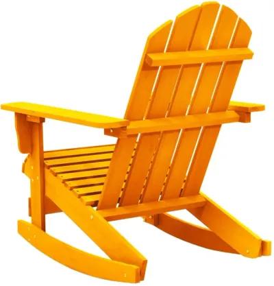 vidaXL Solid Fir Wood Adirondack Rocking Chair | Weather Resistant Patio Furniture | Extra Comfort Design | Vibrant Orange | Assembly Required