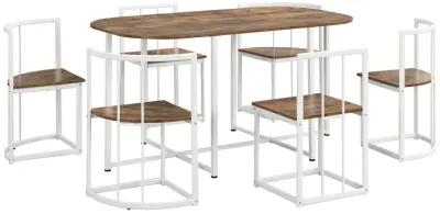 Modern 7-Piece Dining Table Set with 6 Stools