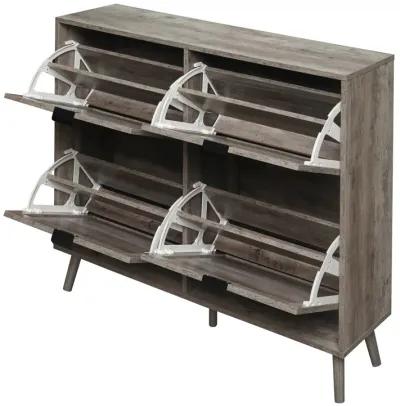 4 Door Shoe Rack, Freestanding Modern Shoe Storage Cabinet, for Entryway,Gray