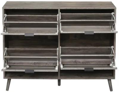 4 Door Shoe Rack, Freestanding Modern Shoe Storage Cabinet, for Entryway,Gray