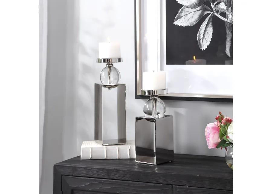 Uttermost Lucian Nickel Candleholders, Set/2