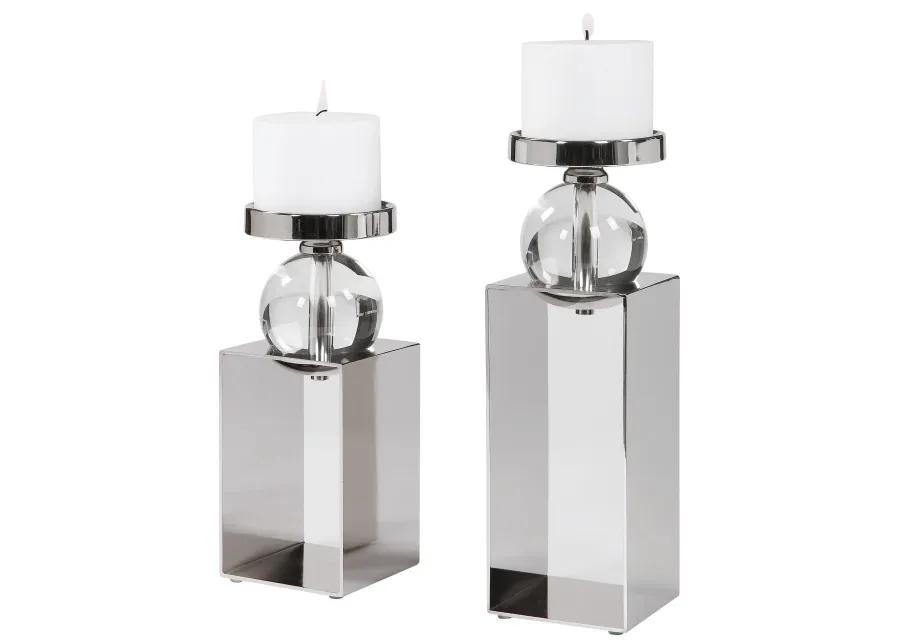 Uttermost Lucian Nickel Candleholders, Set/2