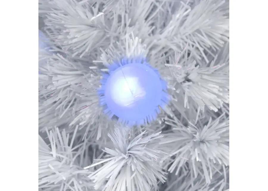 4' Pre-Lit Medium White Iridescent Fiber Optic Artificial Christmas Tree  Blue LED Lights