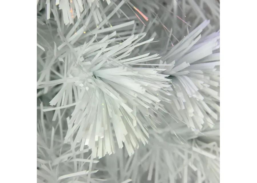 4' Pre-Lit Medium White Iridescent Fiber Optic Artificial Christmas Tree  Blue LED Lights