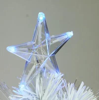 4' Pre-Lit Medium White Iridescent Fiber Optic Artificial Christmas Tree  Blue LED Lights