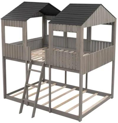 Merax Bunk Bed with Roof and Ladder