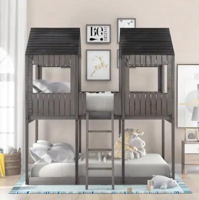 Merax Bunk Bed with Roof and Ladder