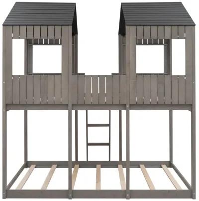 Merax Bunk Bed with Roof and Ladder