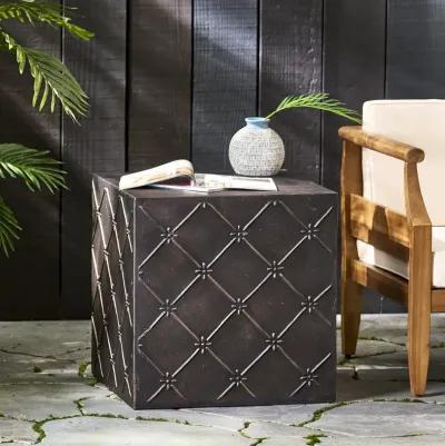 Diamond Patterned Concrete End Table for Modern Outdoor Living