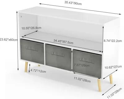 Hivvago Kid's Bookcase with Collapsible Drawers Toy Storage Organizer