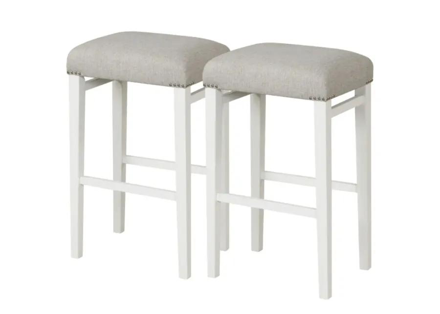 Hivago 2 Pieces 24.5/29.5 Inch Backless Barstools with Padded Seat Cushions