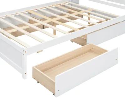 Merax Platform Bed with Storage Headboard and 4 Drawers