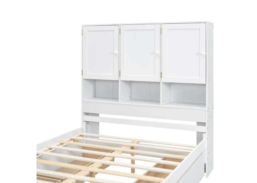 Merax Platform Bed with Storage Headboard and 4 Drawers