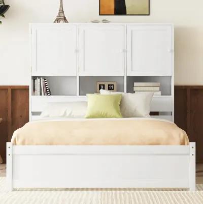 Merax Platform Bed with Storage Headboard and 4 Drawers