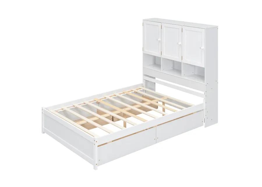 Merax Platform Bed with Storage Headboard and 4 Drawers