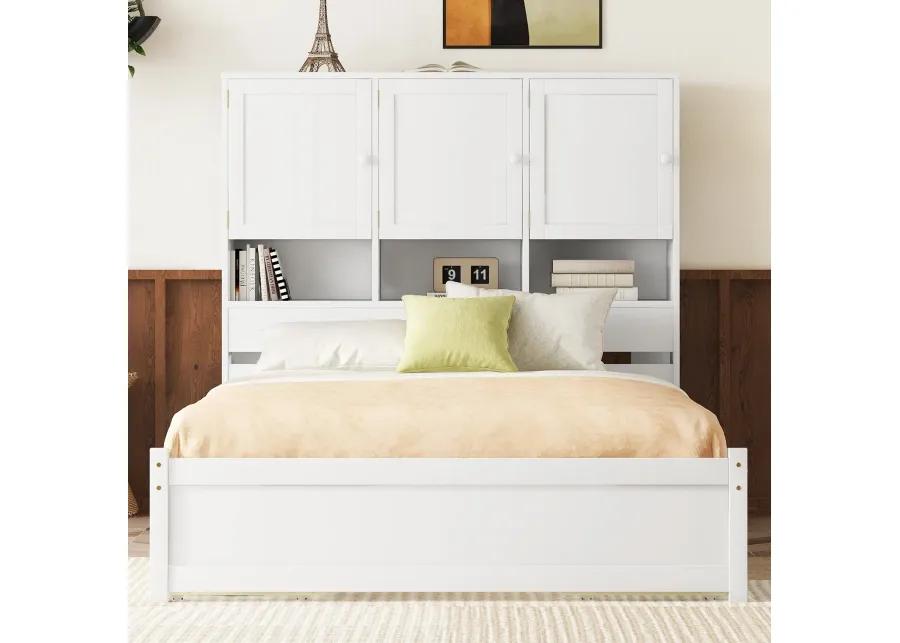 Merax Platform Bed with Storage Headboard and 4 Drawers