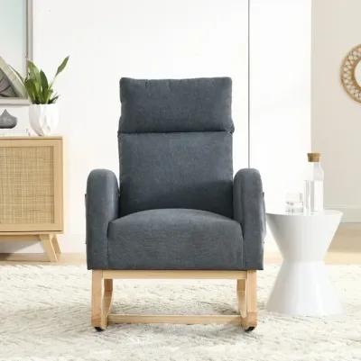 27.6 W Modern Accent High Backrest Living Room Lounge Arm Rocking Chair, Two Side Pocket