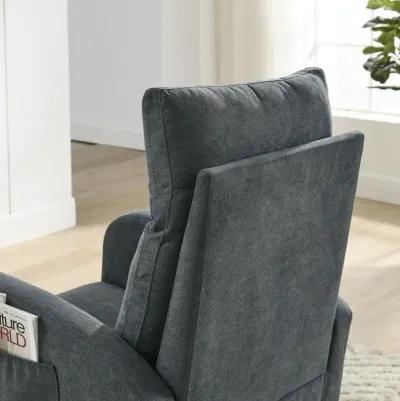 27.6 W Modern Accent High Backrest Living Room Lounge Arm Rocking Chair, Two Side Pocket