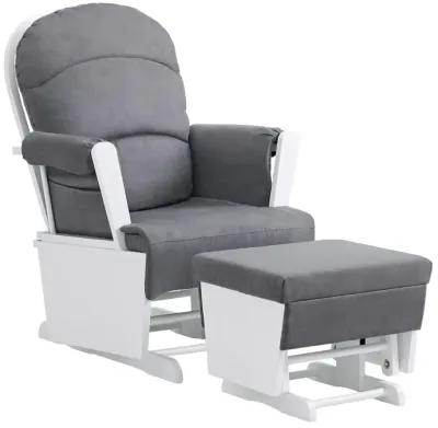 Oxford Baby Soho Baby Essential Wooden Glider White Finish/ Dark Grey Fabric