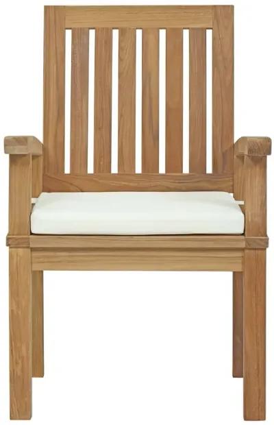 Modway EEI-2701-NAT-WHI Marina Premium Grade A Teak Wood Outdoor Patio, Dining Armchair, Natural White