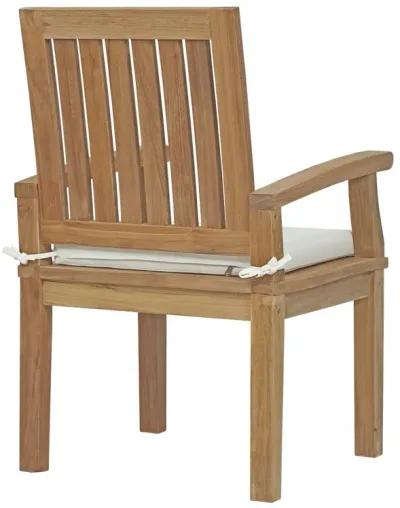 Modway EEI-2701-NAT-WHI Marina Premium Grade A Teak Wood Outdoor Patio, Dining Armchair, Natural White