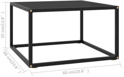 CHARMMA Coffee Table Black with Black Glass 23.6"x23.6"x13.8"