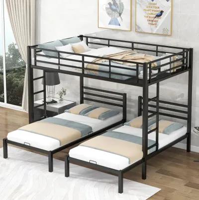 Merax Classic Triple Bunk Bed  with Built-in Shelf