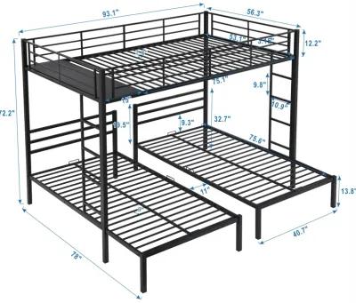 Merax Classic Triple Bunk Bed  with Built-in Shelf