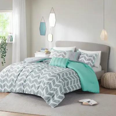 Hivvago Reversible Comforter Set in Chevron Stripe