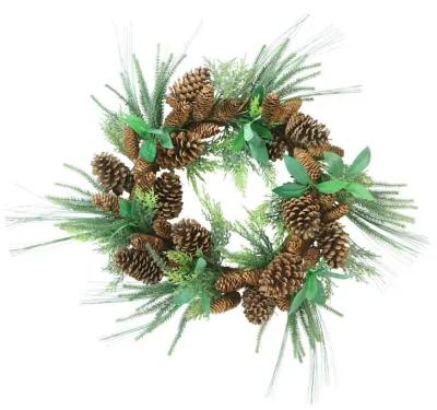 Green Foilage with Mixed Pinecones Artificial Christmas Wreath - 24-Inch  Unlit