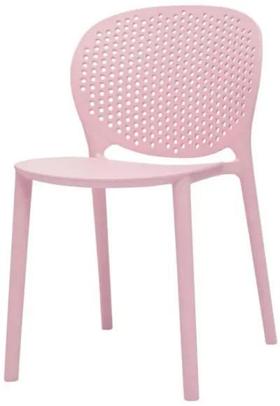 Gyna 14 Inch Kids Side Chair, Round Dotted Backrest, Armless, Pink - Benzara