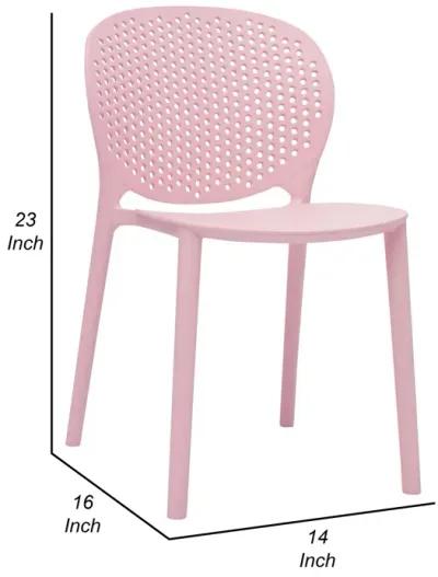 Gyna 14 Inch Kids Side Chair, Round Dotted Backrest, Armless, Pink - Benzara