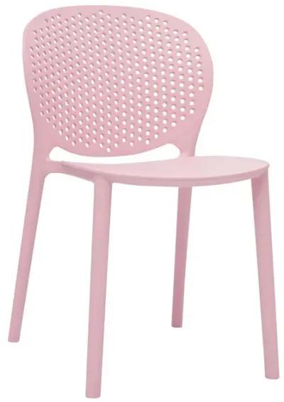 Gyna 14 Inch Kids Side Chair, Round Dotted Backrest, Armless, Pink - Benzara