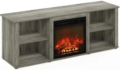 Furinno Classic 60 Inch TV Stand with Fireplace, French Oak Grey