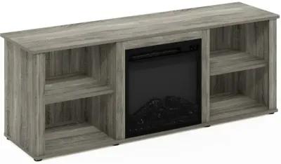 Furinno Classic 60 Inch TV Stand with Fireplace, French Oak Grey