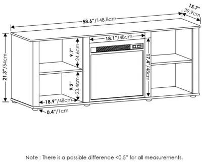 Furinno Classic 60 Inch TV Stand with Fireplace, French Oak Grey