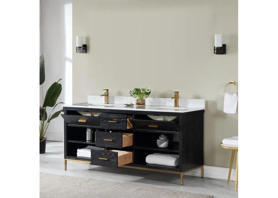 Altair 72 Double Bathroom Vanity Set in Black Oak without Mirror